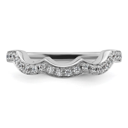 14K White Gold 1/5 carat Diamond Contoured Complete Wedding Band