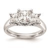 14K White Gold 3-Stone (Holds 1/2 carat (4.5mm) Princess Center and (2-3.5mm) Princess Sides) Engagement Ring Mounting