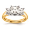 14K Two-tone 3-Stone (Holds 1/4 carat (3.5mm) Princess Center and (2-2.7mm) Princess Sides) Engagement Ring Mounting