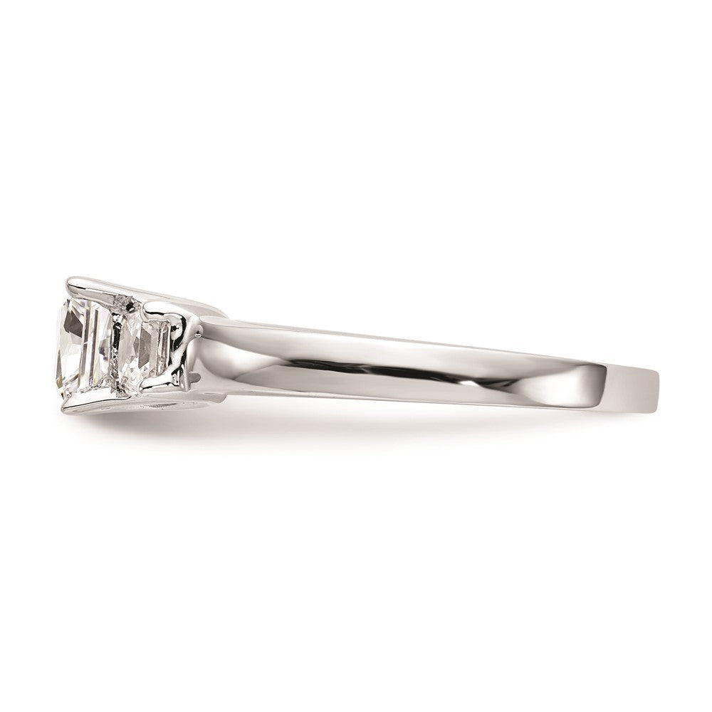 14K White Gold 3-Stone (Holds 1/2 carat (5.2mm) Princess Center and (2-3.5mm) Princess Sides) Engagement Ring Mounting
