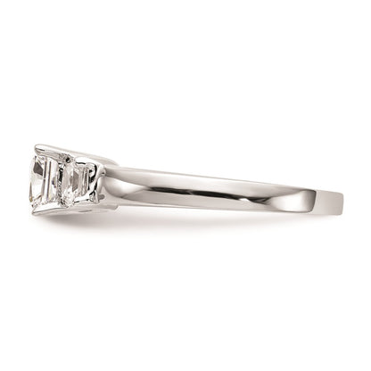 14K White Gold 3-Stone (Holds 1/2 carat (5.2mm) Princess Center and (2-3.5mm) Princess Sides) Engagement Ring Mounting