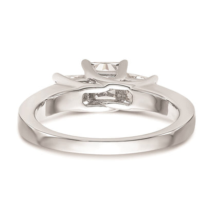 14K White Gold 3-Stone (Holds 1/2 carat (5.2mm) Princess Center and (2-3.5mm) Princess Sides) Engagement Ring Mounting