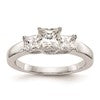 14K White Gold 3-Stone (Holds 1/2 carat (5.2mm) Princess Center and (2-3.5mm) Princess Sides) Engagement Ring Mounting
