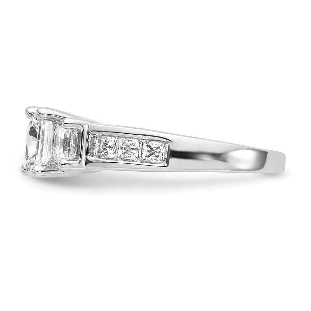14K White Gold 3-Stone Plus (Holds 1 carat (5.5mm) Princess Center and (2-4.5mm) Princess Sides) Diamond Semi-Mount Engagement Ring