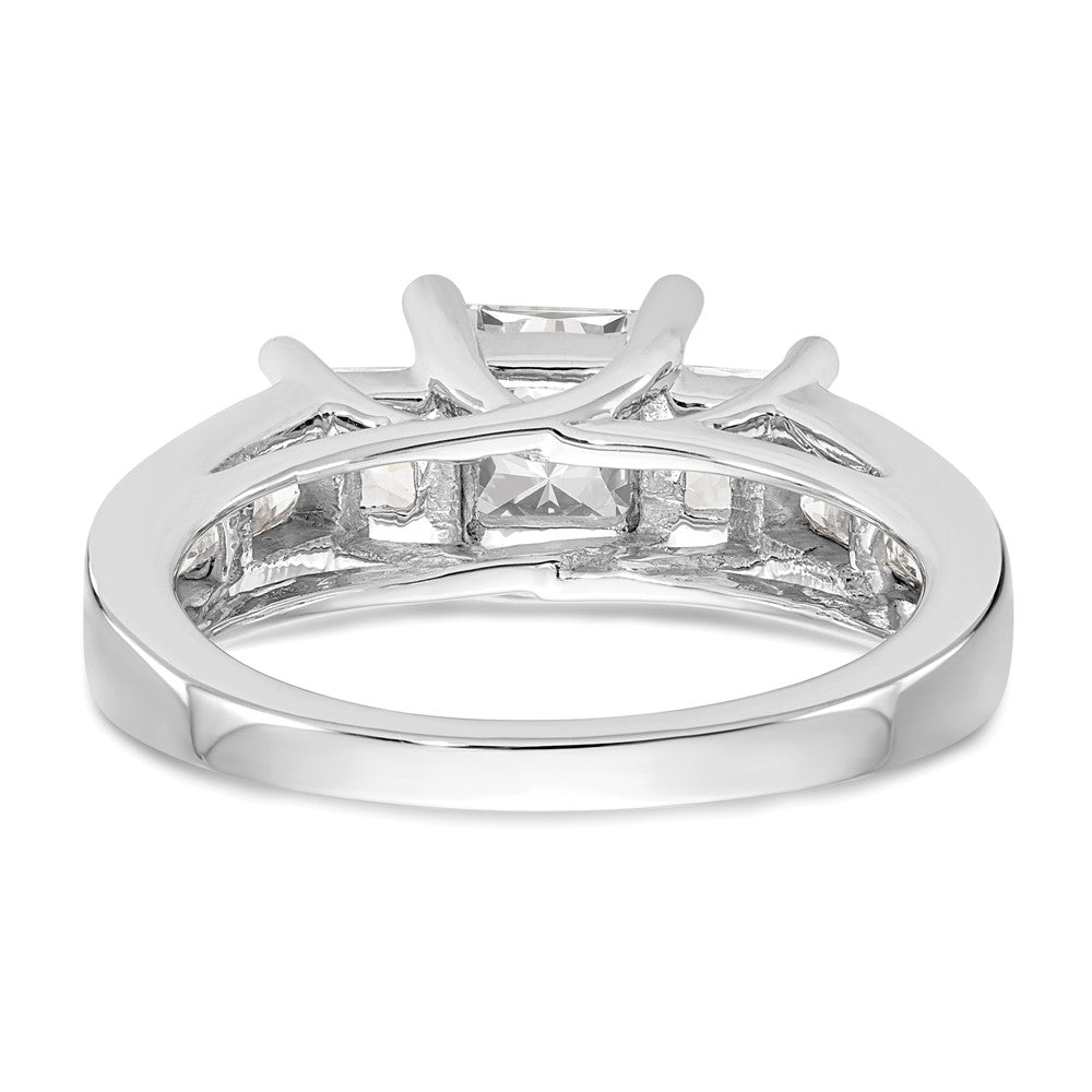14K White Gold 3-Stone Plus (Holds 1 carat (5.5mm) Princess Center and (2-4.5mm) Princess Sides) Diamond Semi-Mount Engagement Ring