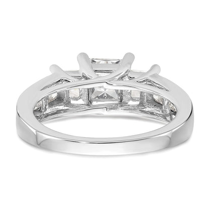 14K White Gold 3-Stone Plus (Holds 1 carat (5.5mm) Princess Center and (2-4.5mm) Princess Sides) Diamond Semi-Mount Engagement Ring