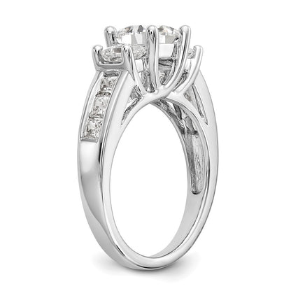 14K White Gold 3-Stone Plus (Holds 1 carat (5.5mm) Princess Center and (2-4.5mm) Princess Sides) Diamond Semi-Mount Engagement Ring