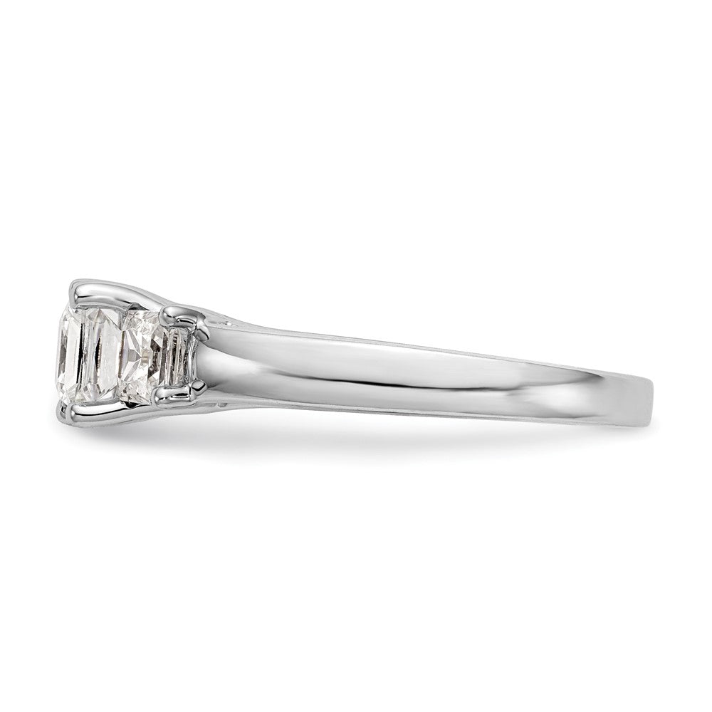 14K White Gold 3-Stone (Holds 3.4 carat (4.8mm) Princess Center and (2-4.3mm) Princess Sides) Engagement Ring Mounting