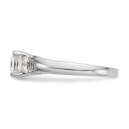 14K White Gold 3-Stone (Holds 3.4 carat (4.8mm) Princess Center and (2-4.3mm) Princess Sides) Engagement Ring Mounting