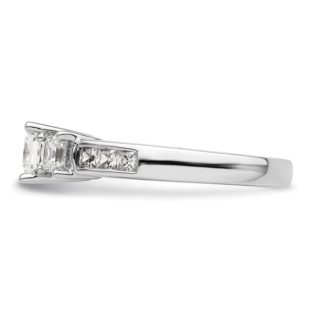 14K White Gold 3-Stone Plus (Holds 3/4 carat (5.8mm) Princess Center and (2-3.3mm) Princess Sides) Diamond Semi-Mount Engagement Ring