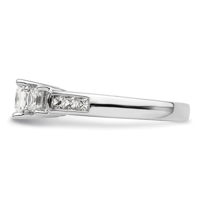 14K White Gold 3-Stone Plus (Holds 3/4 carat (5.8mm) Princess Center and (2-3.3mm) Princess Sides) Diamond Semi-Mount Engagement Ring