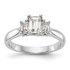 14K White Gold 3-Stone (Holds (5x4mm) Emerald-cut Center and (2-4x3mm) Emerald-cut Sides) Engagement Ring Mounting