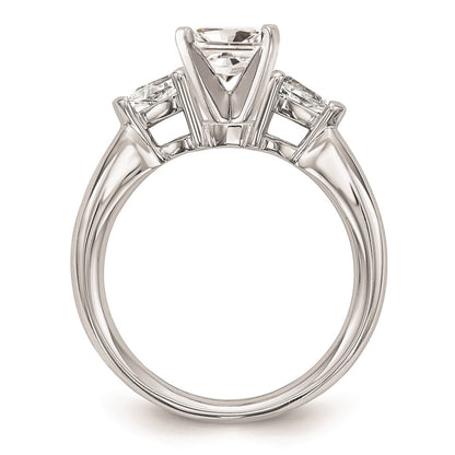 14K White Gold 3-Stone Peg Set Center (Holds (2-4x3mm) Pear Sides) Engagement Ring Mounting