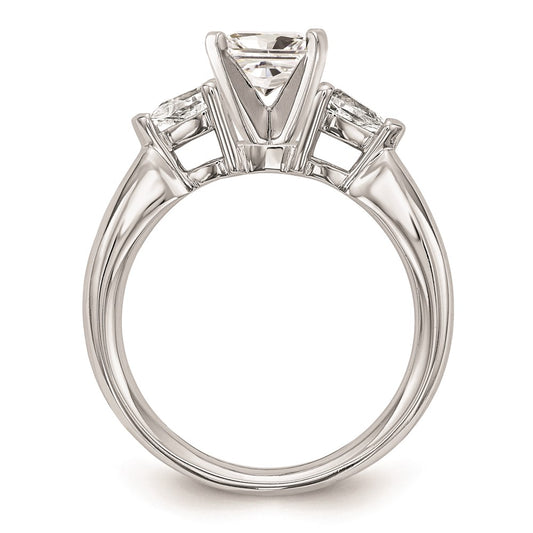 14K White Gold 3-Stone Peg Set Center (Holds (2-4x3mm) Pear Sides) Engagement Ring Mounting