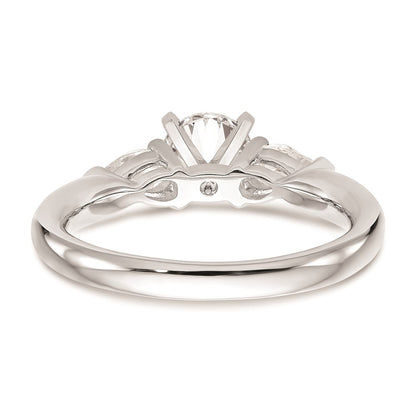 14K White Gold 3-Stone Peg Set Center (Holds (2-4x3mm) Pear Sides) Engagement Ring Mounting