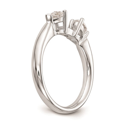 14K White Gold 3-Stone Peg Set Center (Holds (2-4x3mm) Pear Sides) Engagement Ring Mounting
