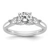 14K White Gold 3-Stone Peg Set Center (Holds (2-4x3mm) Pear Sides) Engagement Ring Mounting