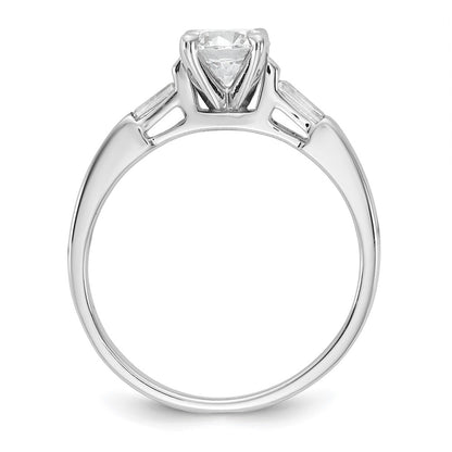 14K White Gold 3-Stone Peg Set Center Engagement Ring Mounting