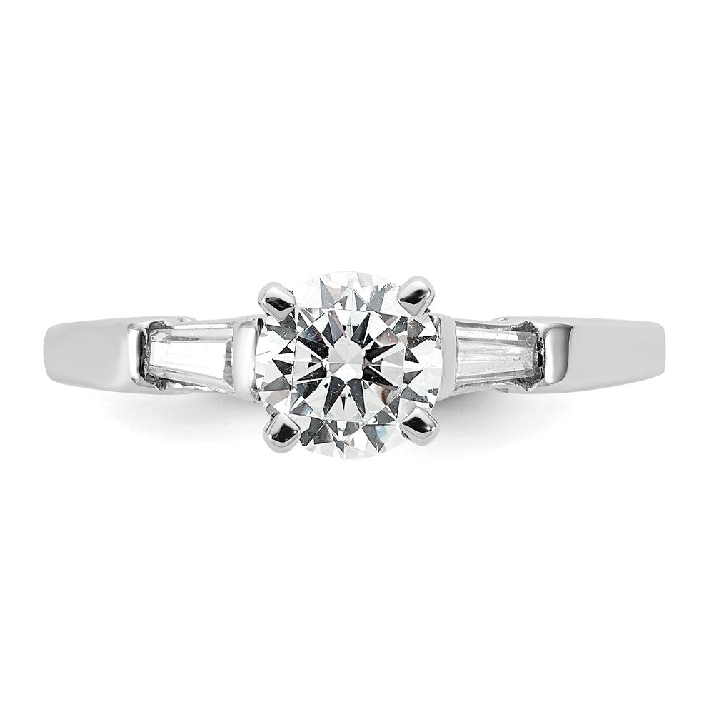 14K White Gold 3-Stone Peg Set Center Engagement Ring Mounting