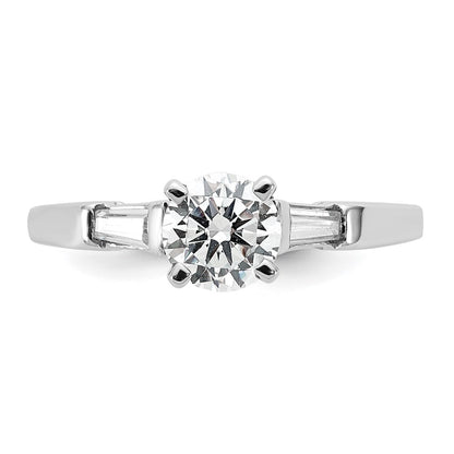 14K White Gold 3-Stone Peg Set Center Engagement Ring Mounting