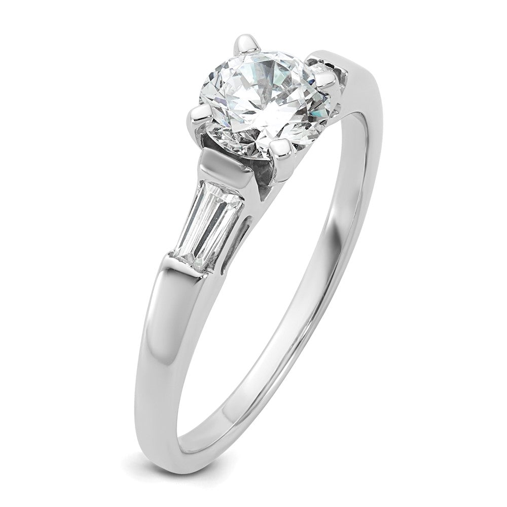 14K White Gold 3-Stone Peg Set Center Engagement Ring Mounting