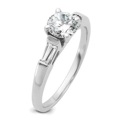14K White Gold 3-Stone Peg Set Center Engagement Ring Mounting