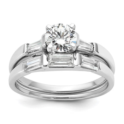 14K White Gold 3-Stone Peg Set Center Engagement Ring Mounting