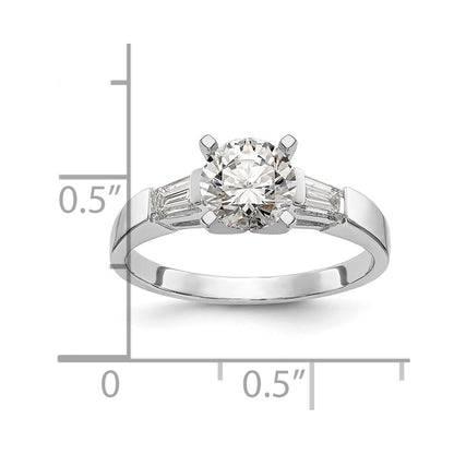 14K White Gold 3-Stone Peg Set Center Engagement Ring Mounting