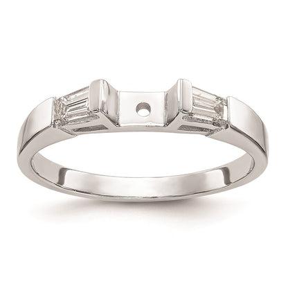 14K White Gold 3-Stone Peg Set Center Engagement Ring Mounting