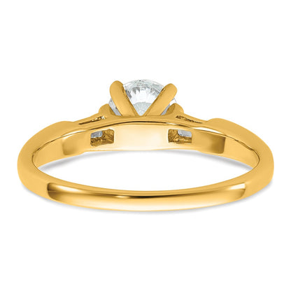 14K YG Gold 3-Stone Diamond Peg Set Includes 2-Baquette Side Stones Engagement Ring, No Head