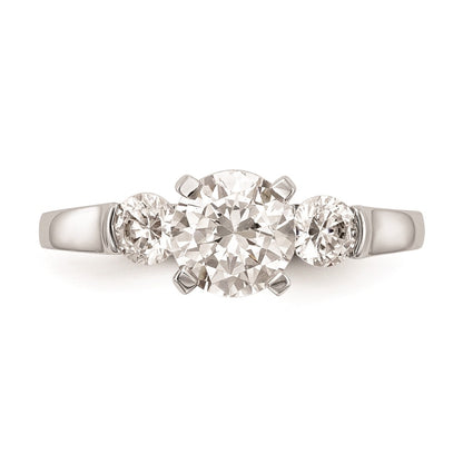 14K White Gold 3-Stone Peg Set Center (Holds (2-3.7mm) Round Sides) Engagement Ring Mounting