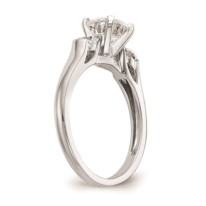 14K White Gold 3-Stone Peg Set Center (Holds (2-3.7mm) Round Sides) Engagement Ring Mounting