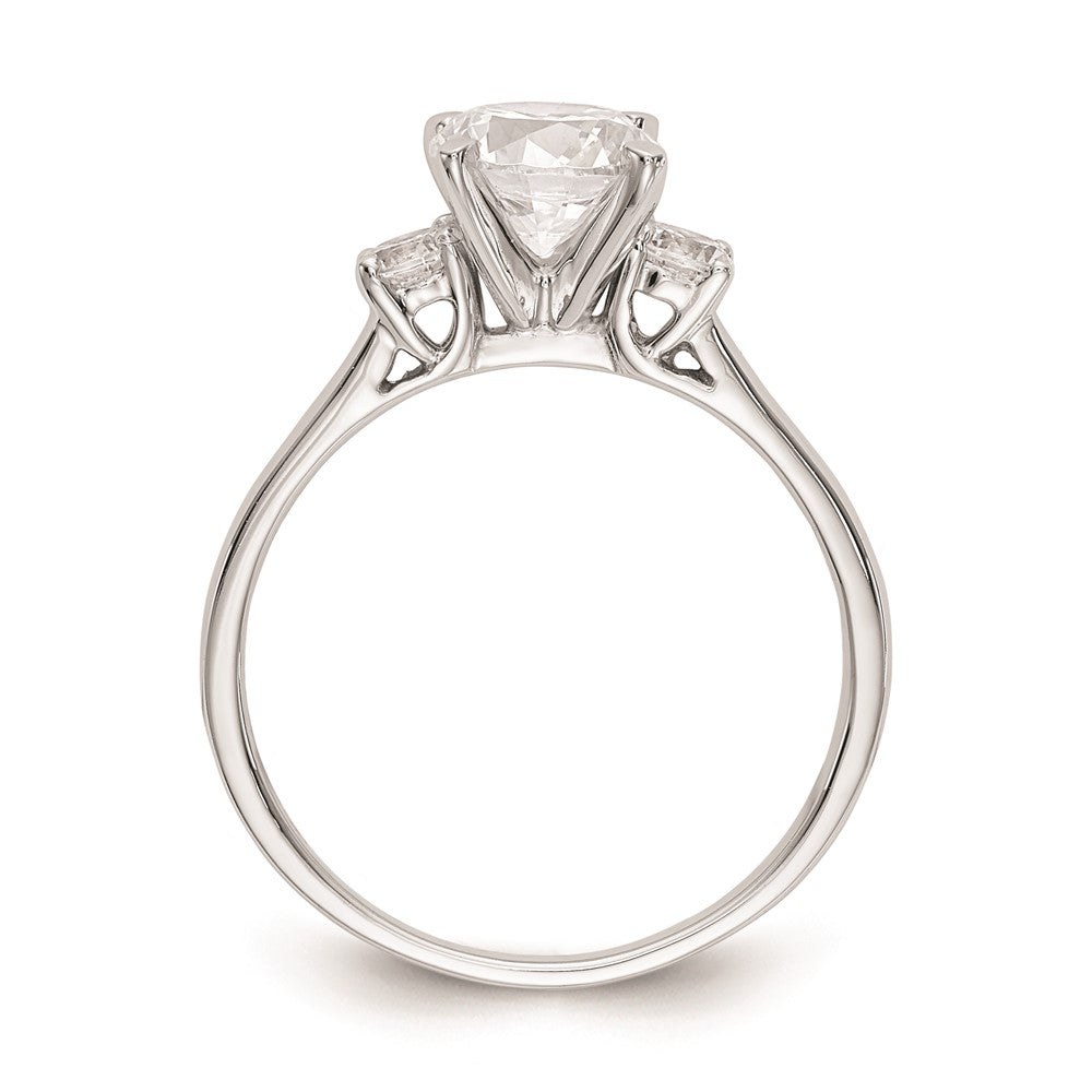 14K White Gold 3-Stone Peg Set Center (Holds (2-3.00mm) Round Sides) Engagement Ring Mounting