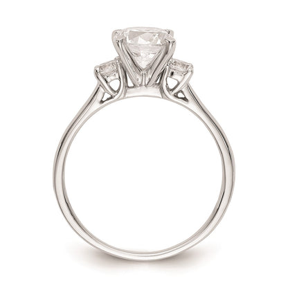 14K White Gold 3-Stone Peg Set Center (Holds (2-3.00mm) Round Sides) Engagement Ring Mounting