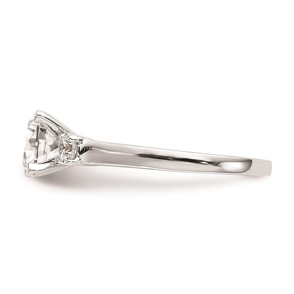 14K White Gold 3-Stone Peg Set Center (Holds (2-3.00mm) Round Sides) Engagement Ring Mounting