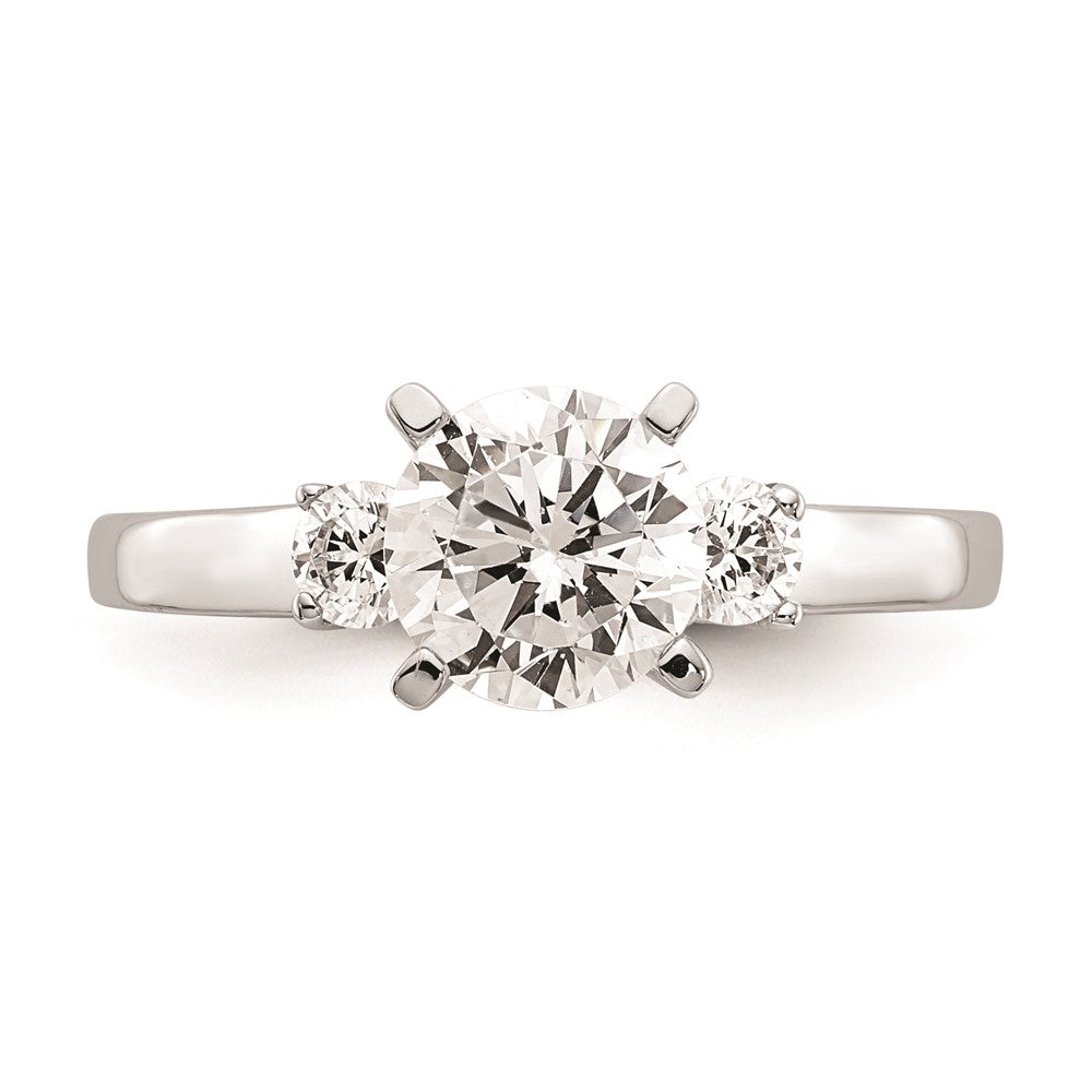 14K White Gold 3-Stone Peg Set Center (Holds (2-3.00mm) Round Sides) Engagement Ring Mounting