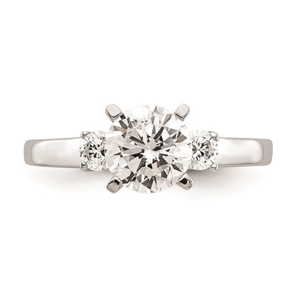 14K White Gold 3-Stone Peg Set Center (Holds (2-3.00mm) Round Sides) Engagement Ring Mounting