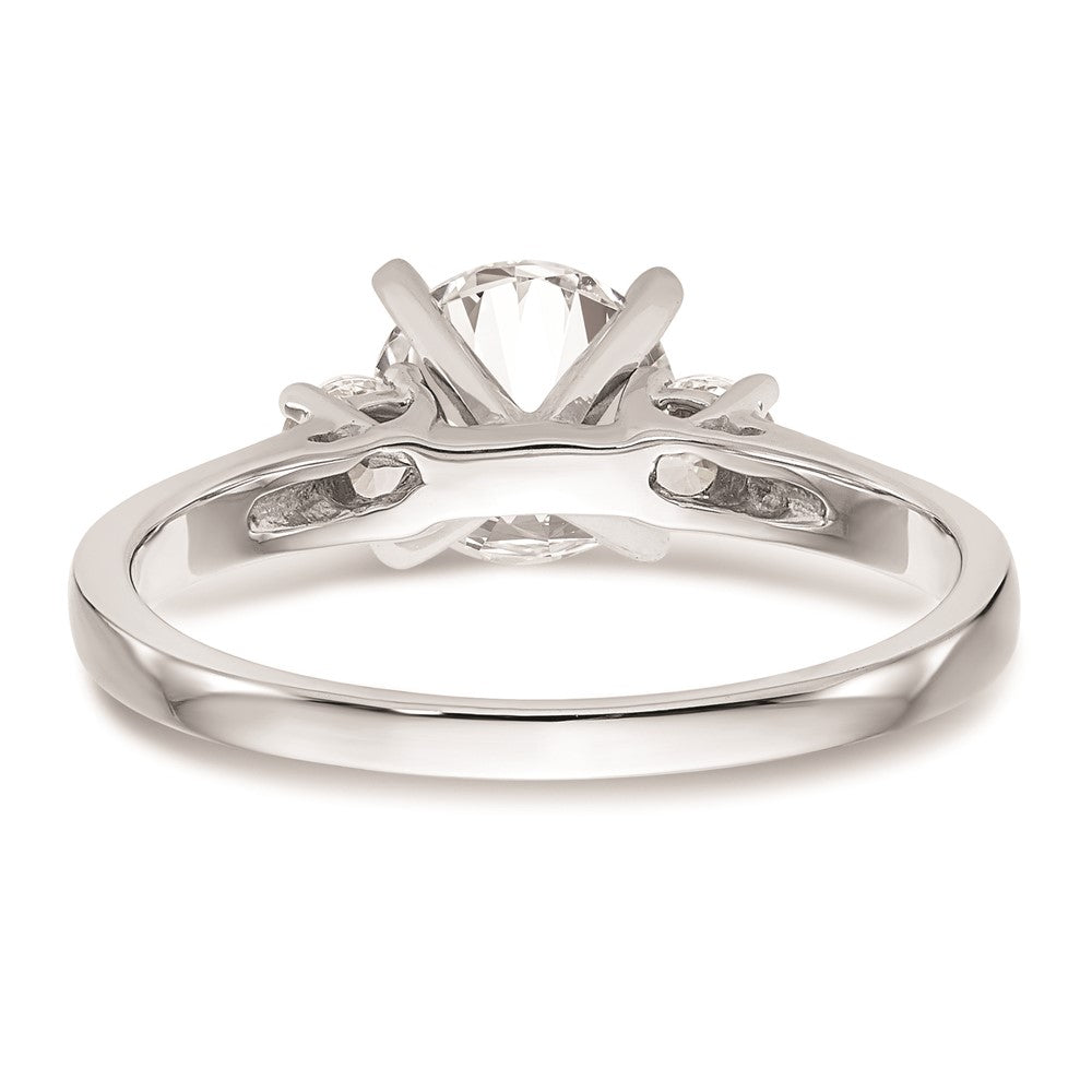 14K White Gold 3-Stone Peg Set Center (Holds (2-3.00mm) Round Sides) Engagement Ring Mounting