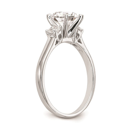 14K White Gold 3-Stone Peg Set Center (Holds (2-3.00mm) Round Sides) Engagement Ring Mounting