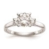 14K White Gold 3-Stone Peg Set Center (Holds (2-3.00mm) Round Sides) Engagement Ring Mounting