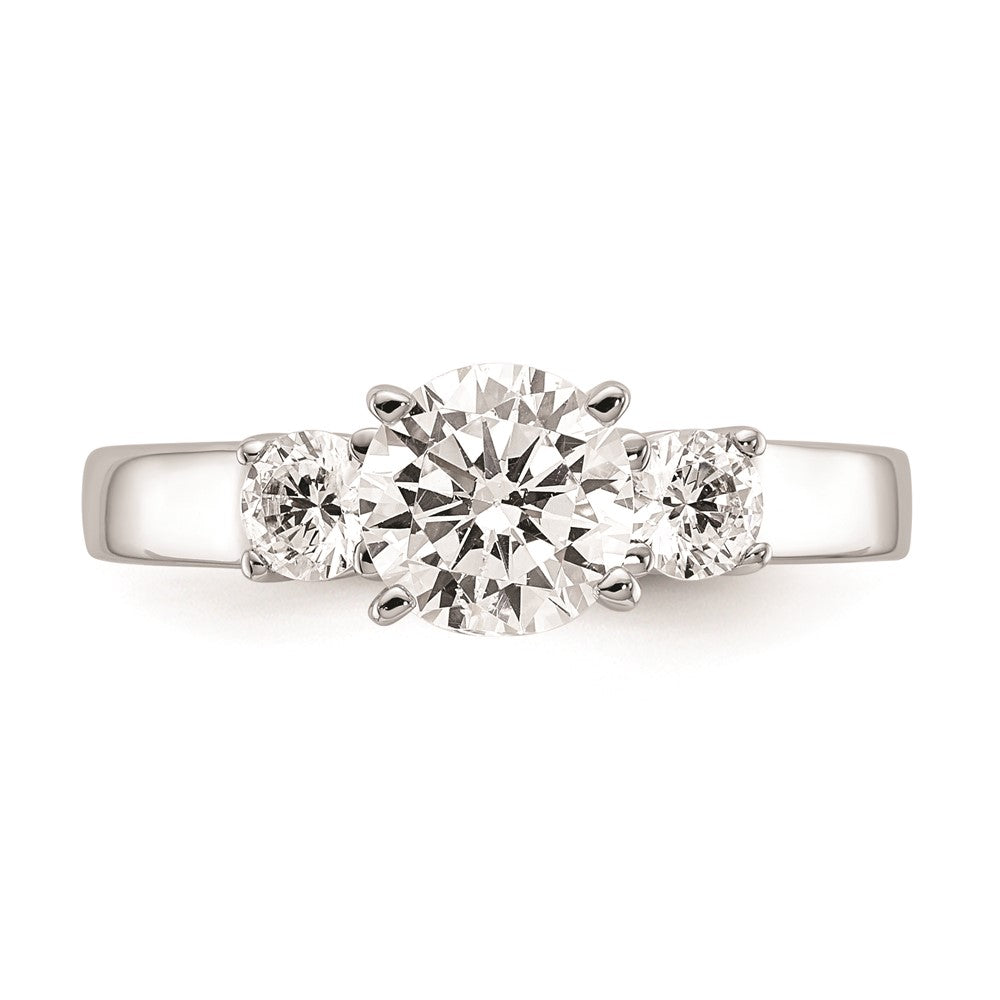 14K White Gold 3-Stone Peg Set Center (Holds (2-3.5mm) Round Sides) Engagement Ring Mounting