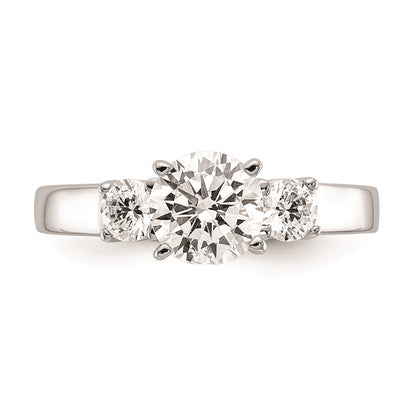 14K White Gold 3-Stone Peg Set Center (Holds (2-3.5mm) Round Sides) Engagement Ring Mounting