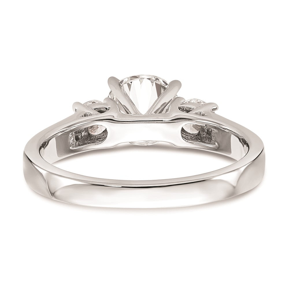 14K White Gold 3-Stone Peg Set Center (Holds (2-3.5mm) Round Sides) Engagement Ring Mounting