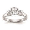 14K White Gold 3-Stone Peg Set Center (Holds (2-3.5mm) Round Sides) Engagement Ring Mounting