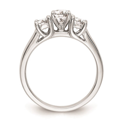 14K White Gold 3-Stone Peg Set Center (Holds (2-4.00mm) Round Sides) Engagement Ring Mounting