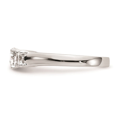 14K White Gold 3-Stone Peg Set Center (Holds (2-4.00mm) Round Sides) Engagement Ring Mounting