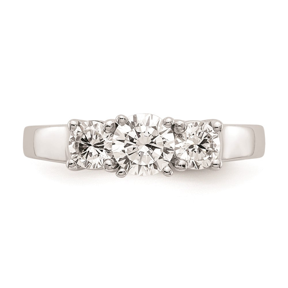 14K White Gold 3-Stone Peg Set Center (Holds (2-4.00mm) Round Sides) Engagement Ring Mounting
