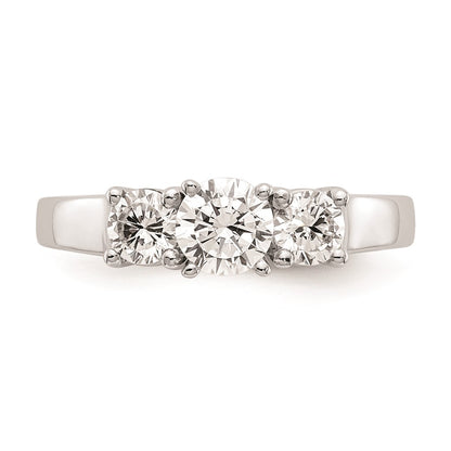 14K White Gold 3-Stone Peg Set Center (Holds (2-4.00mm) Round Sides) Engagement Ring Mounting