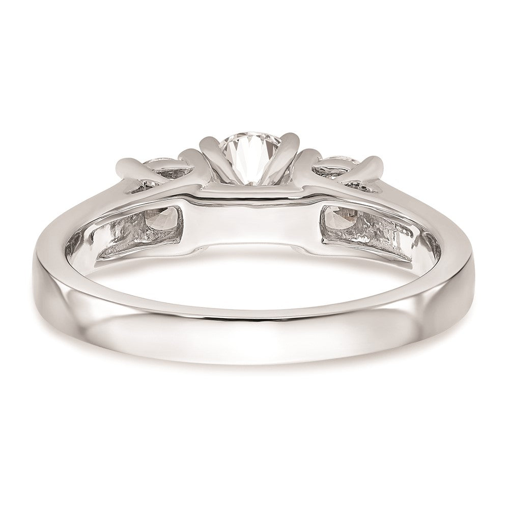 14K White Gold 3-Stone Peg Set Center (Holds (2-4.00mm) Round Sides) Engagement Ring Mounting