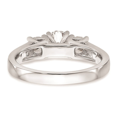 14K White Gold 3-Stone Peg Set Center (Holds (2-4.00mm) Round Sides) Engagement Ring Mounting